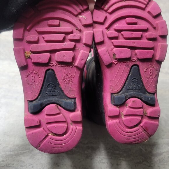 #256 Kamik Kids Boots Pink Black sz 8 - Picture 2 of 6